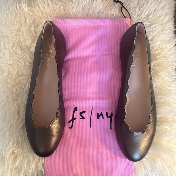 NWB French Sole Jigsaw Metallic Leather Scallop Ballet Flats Sz-11 - Picture 5 of 6